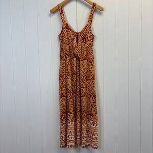 Boho Festival Smocked Back Dress Women Size S Flowy Summer Milkmaid Prairie